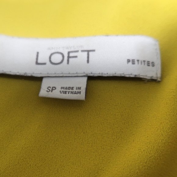 LOFT Mustard Yellow Ruffle Shell Blouse SP - Picture 6 of 7